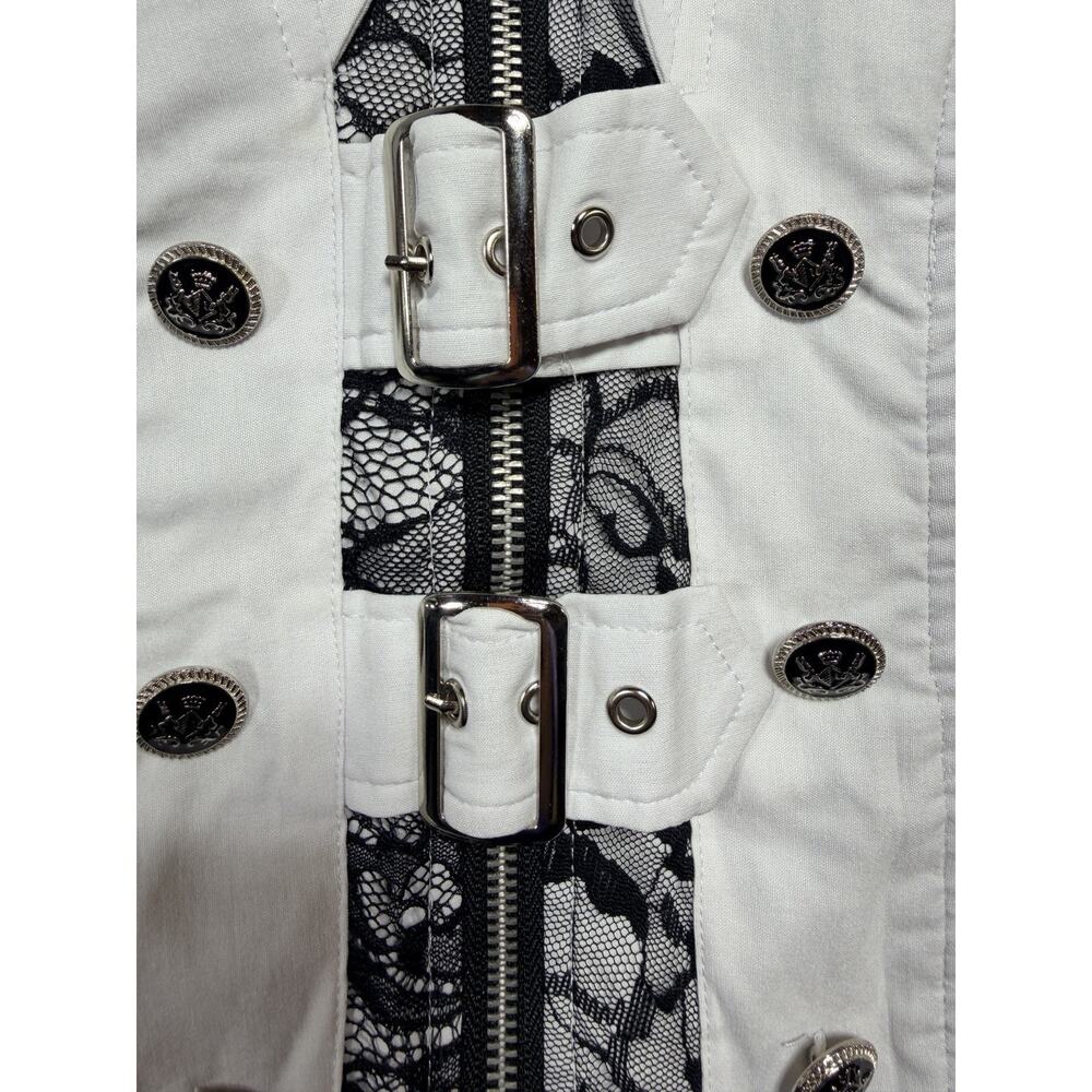 Lydia USA White Halter Corset Top Med Goth Steampunk Rave Victorian Lace 3695 - Picture 3 of 9